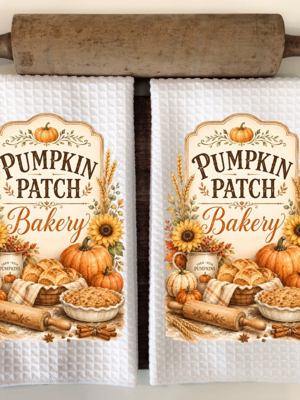 Fall Pumpkin Patch Kitchen Towel, Pumpkin Patch Baking Decor, Autumn Baking Gift